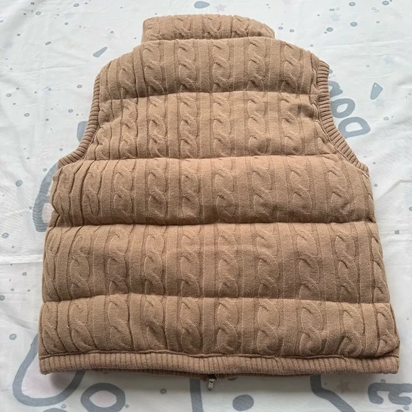 Ralph Lauren Tan Knitted Quilted Vest - Picture 3 of 10